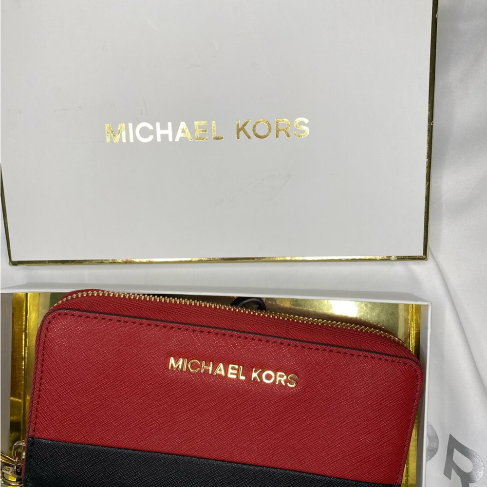 Michael Kors Red and Black Wristlet